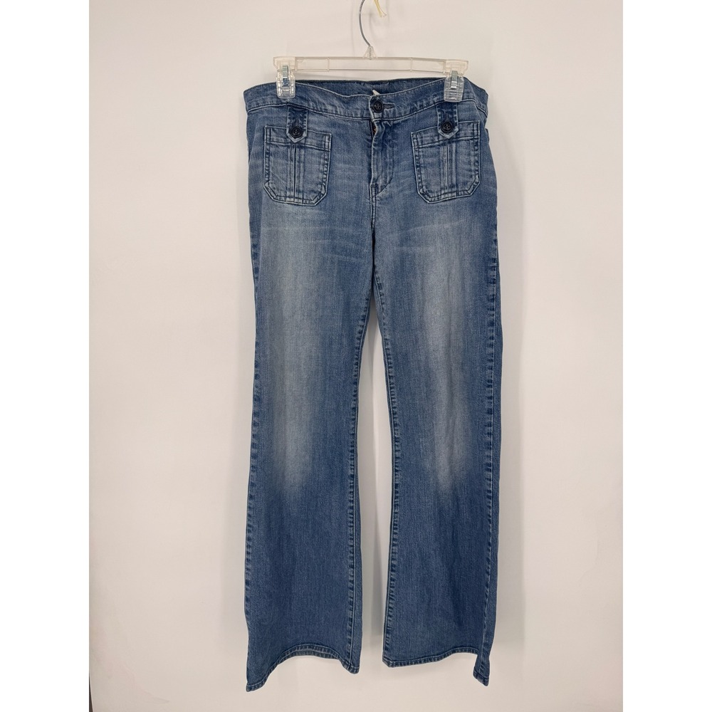 Lucky Brand Jeans Womens 10/30 Blue Concert Wide Leg Front Patch Pockets BAG2010